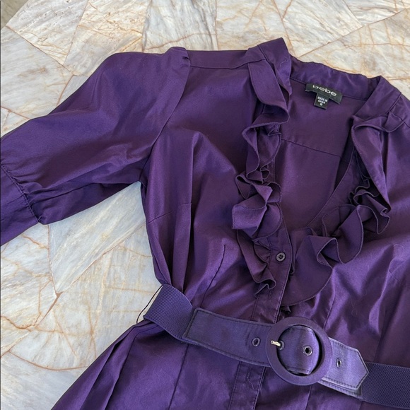 Bebe Deep Purple Ruffle Top Small - Picture 5 of 12